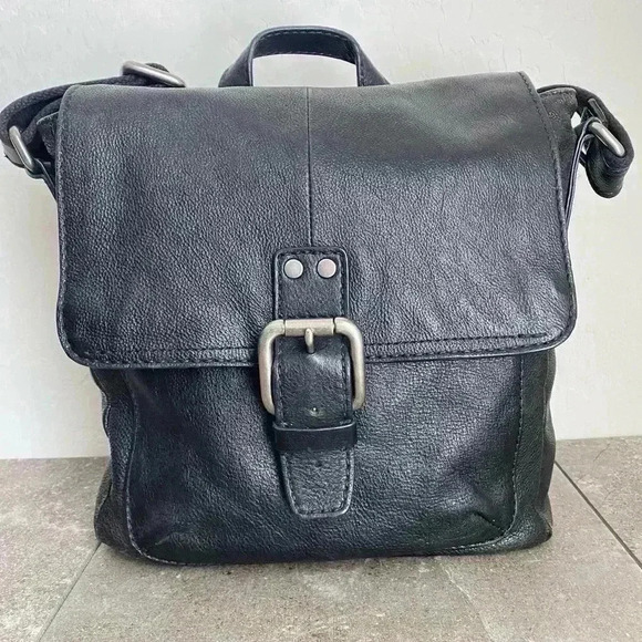 Fossil Black Leather Decker City Crossbody Shoulder Bag - Picture 1 of 12